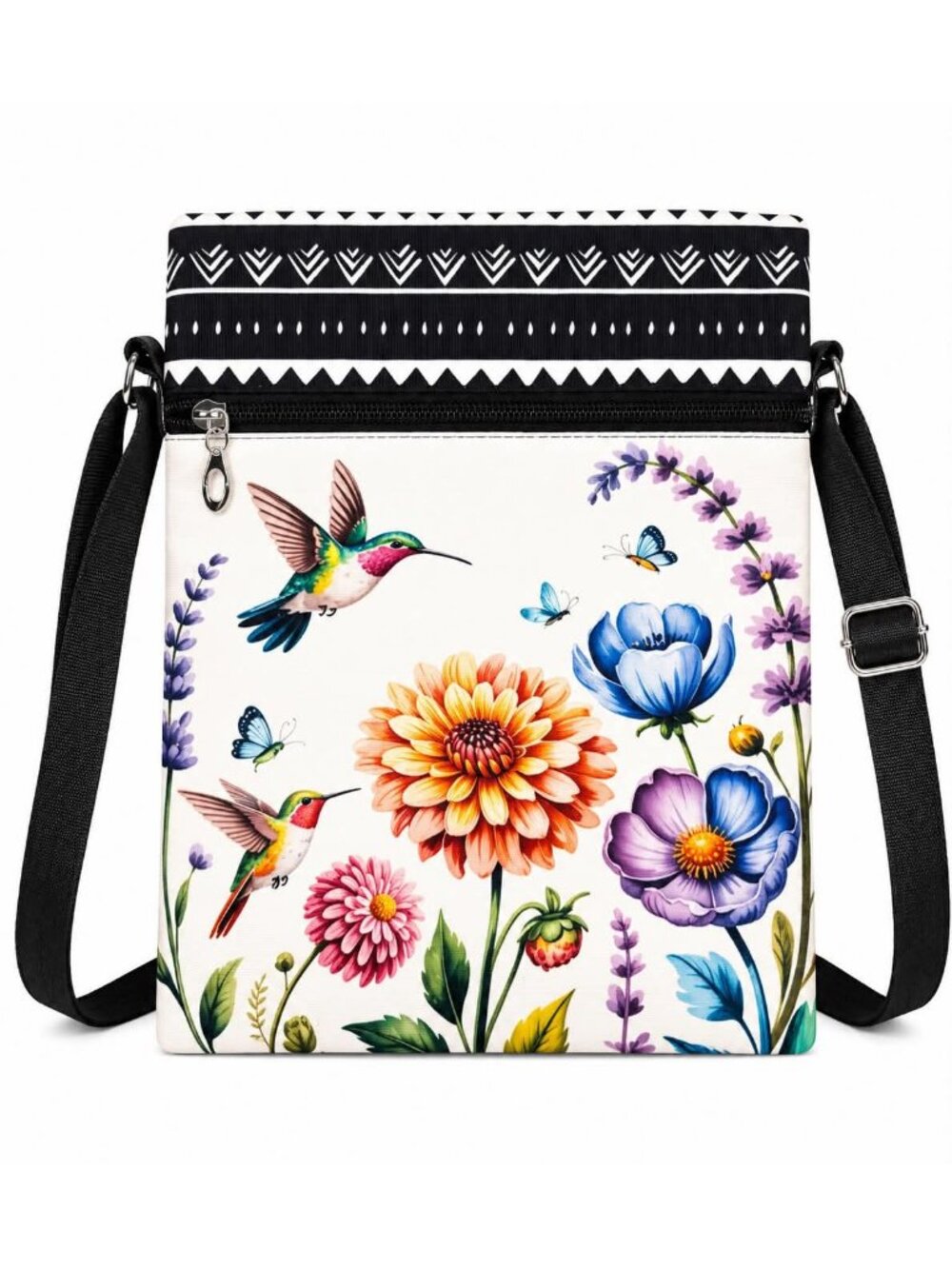 Hummingbird and floral crossbody phone bag